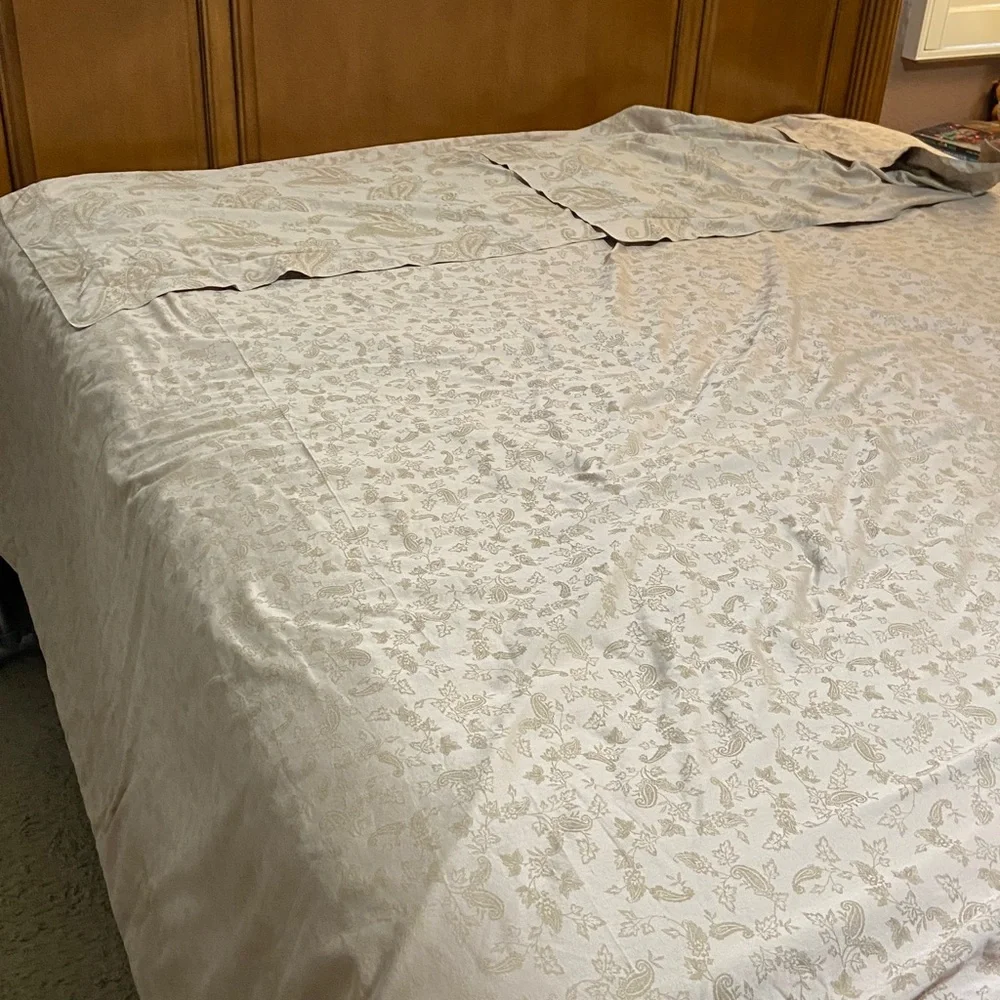 RARE Williams Sonoma paisley reversible king duvet & 2 pillow king shams Italian